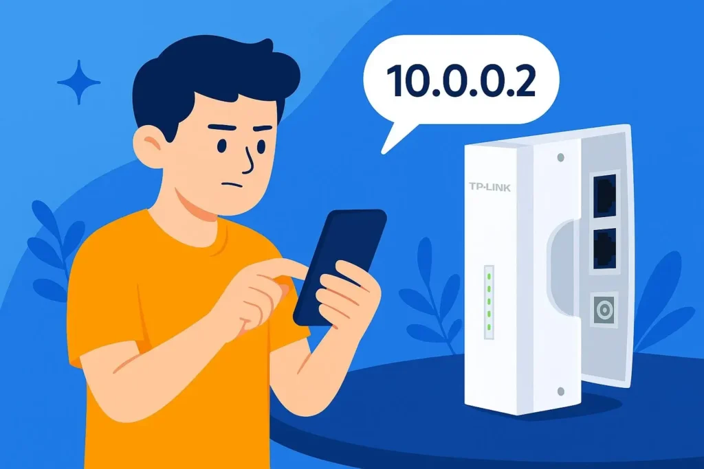 Illustration of 10.0.0.2 router IP address access